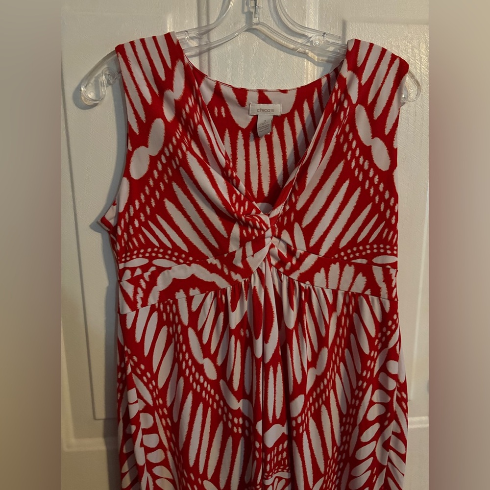 ‼️SOLD‼️During Live Show Chico's Red and White Twist-Front Maxi Dress size 1 - Picture 2 of 6